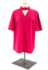 Pink Top Size 14 Short Sleeve New With Tags Button Closure Behind Neck - TheRealThreads